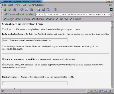 Web form for customization