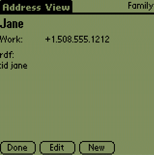 Jane's address entry