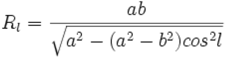 Radius at a given geocentric latitude